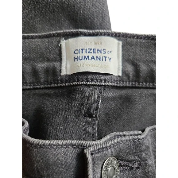 Citizens Of Humanity Loli Mid Rise Wide Leg Black Jeans Denim W32 EUC Pockets - Picture 13 of 16